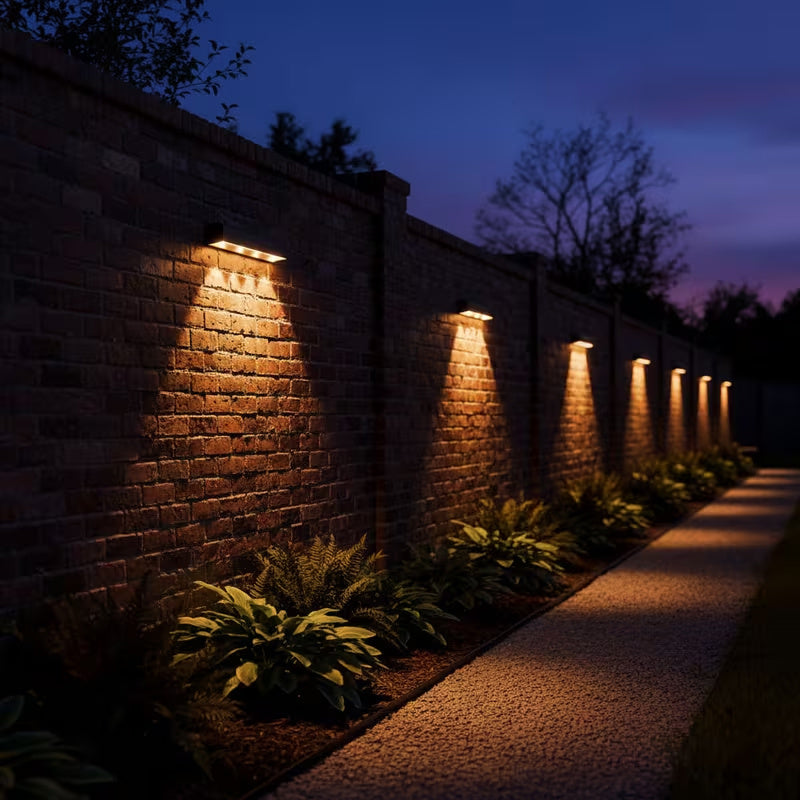 FACHOI 2-Piece 3/4 LED Solar Wall Light with Large LED Bead Design, Wider Lighting Range, RGB Effect and 9 Different Light Colors. Suitable for Street Walls, Stairs, Paths, Courtyards, Patios