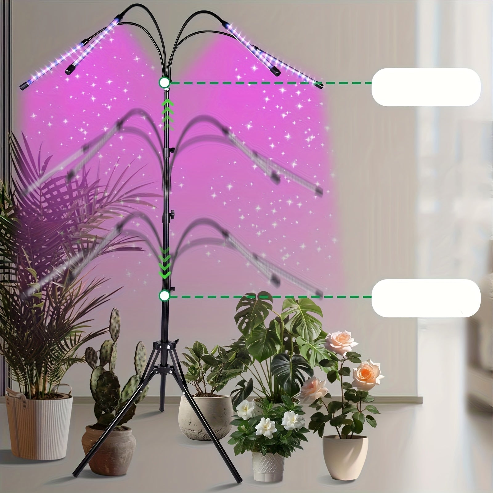 LED Plant Grow Light, Full Spectrum, Hydroponics Compatible, 4/8/12H Timer, Dimmable Brightness, Ideal for Indoor Plants in Greenhouses & Grow Boxes