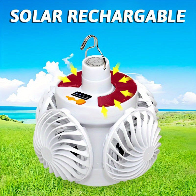 1pc Macro Universe LED Camping Fan Light - Rechargeable Portable Light with Power Display, Foldable Hands-Free Floodlight for Camping, BBQ, Fishing, Tent Lighting & Outdoor Emergency Power