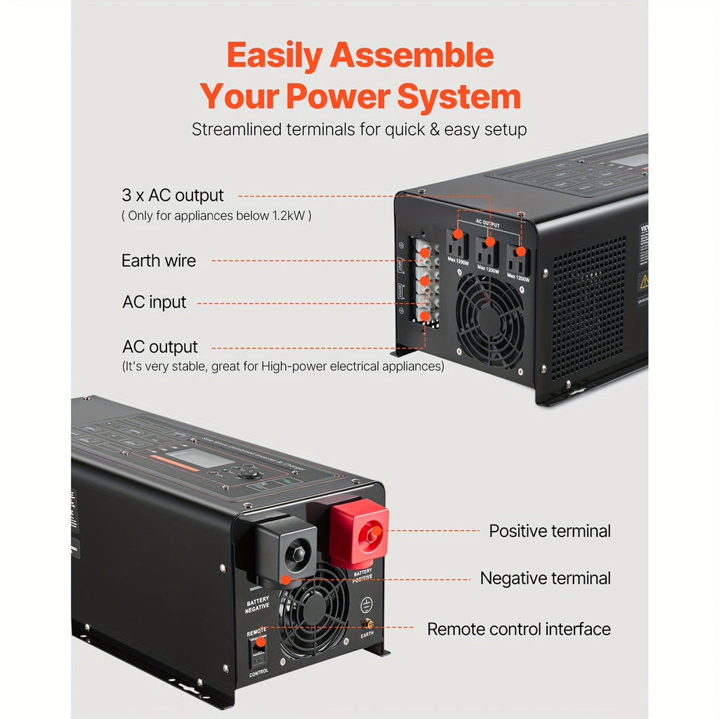 逆变器充电器 2000 W/3000 W 120V 12V/24V 110V 无插 S001 全区域可售