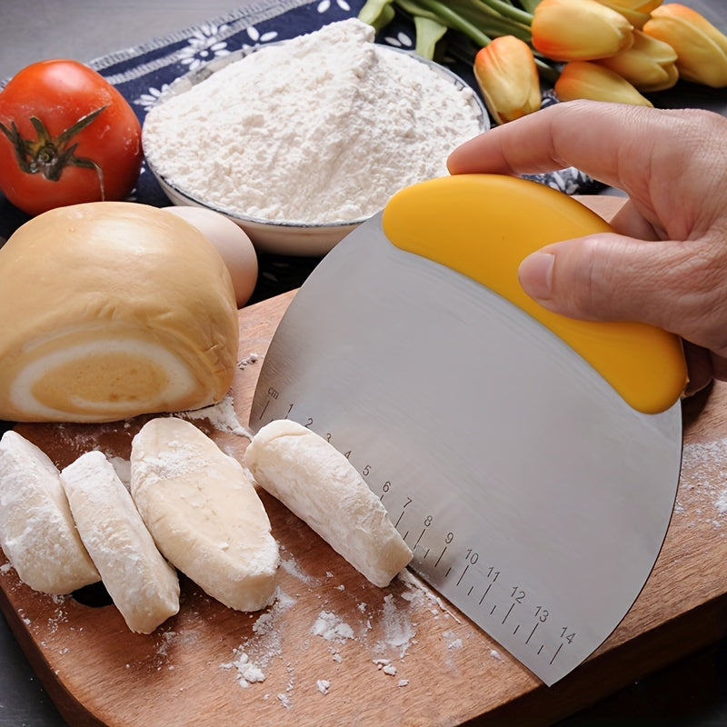 1PC Dough Scraper, Stainless Steel Cutter, Food Scraper, Pastry Dividing Tool, Bread and Bakery Cutting Board, Baking Kitchen Gadget