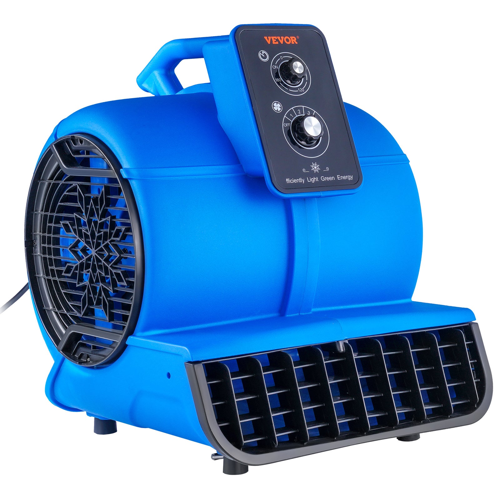 VEVOR Floor Blower, 1/2 HP, 2600 CFM Air Mover for Drying and Cooling, Portable Carpet Dryer Fan with 4 Blowing Angles and Time Function, for Janitorial, Home, Commercial, Industrial Use, ETL Listed