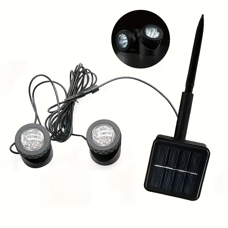 Solar pond spotlight, IP65 rated LED solar underwater light, submarine-style landscape spot light, outdoor courtyard garden fountain pond safety lighting (1-pack/2-pack/3-pack)
