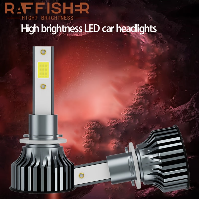 RAFFISHER 2-Pack H4 H7 LED Headlights, 480W High Power, 50000LM Brightness, Compatible with Canbus and Various Models Including H1, H11, H8, H9, HB3 9005, HB4 9006, 12V, 6000K Turbo Light, for Vehicles