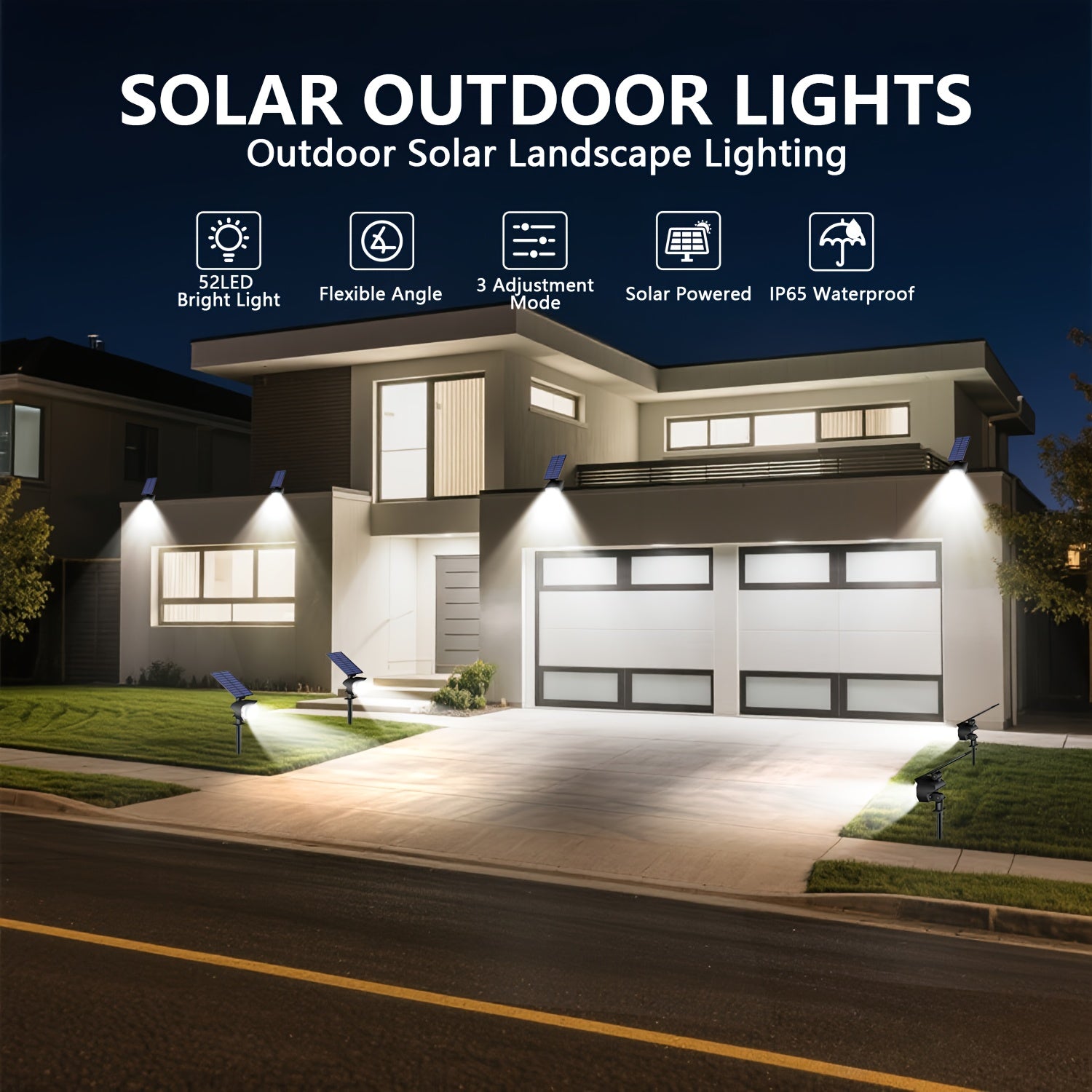 Outdoor Solar Garden Light 8-Piece Set, Suitable for Courtyard, Waterproof Design (IP65), 3 Lighting Options, Wall-Mountable, Light Sensor, Automatically Turns On at Night, Perfect for Floors, Porches and Gardens