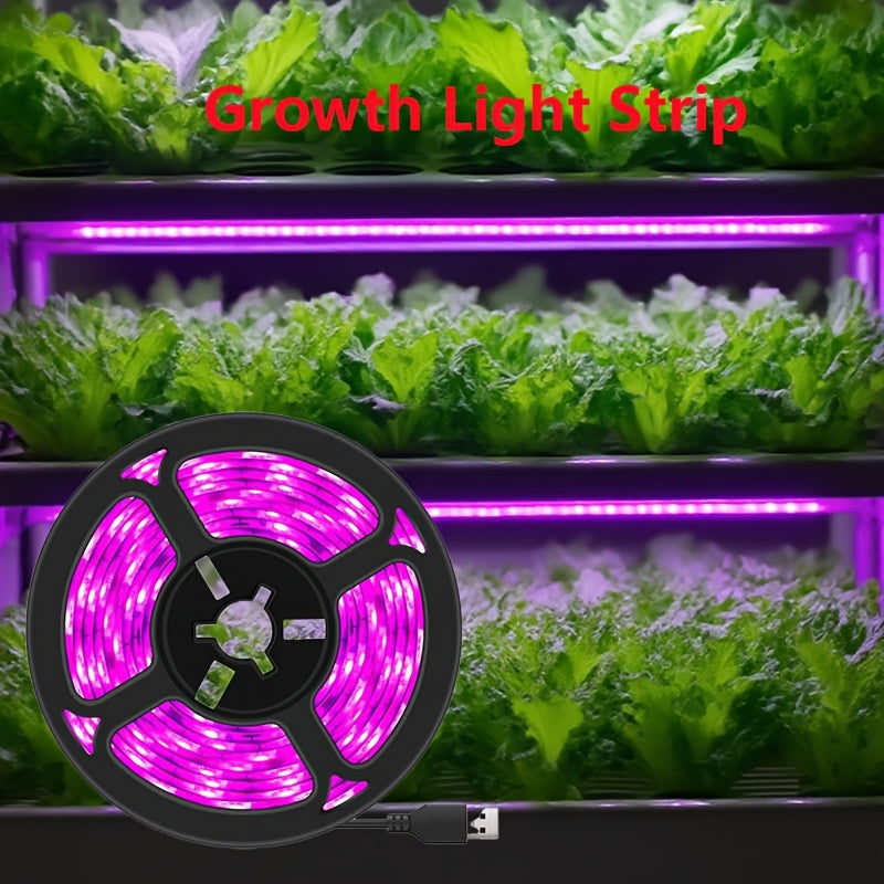 118.11 Inch LED Plant Light Strip, USB Smart Grow Light Strip, 5V 2835 Full Spectrum Grow Lamp, Supplemental Light for Vegetables, Flowers & Succulents, USB Powered, Easy to Use, Boost Plant Photosynthesis
