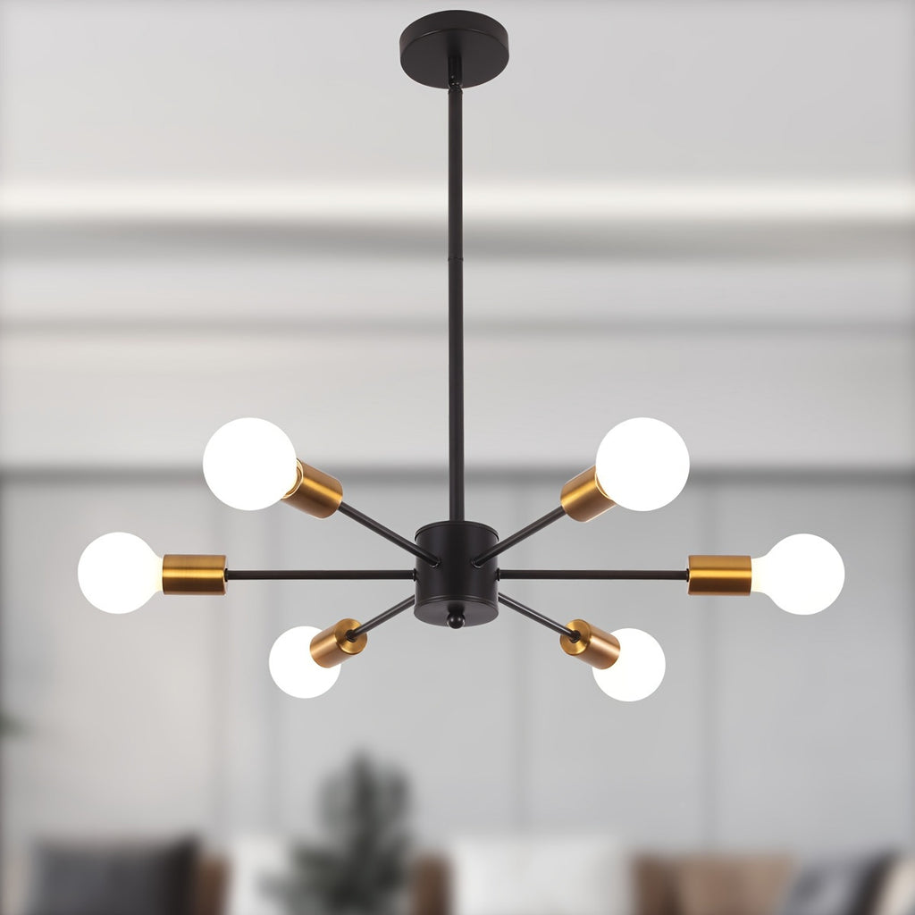 Enncll 10-Light Semi-Flush Mount Ceiling Light, Mid-Century Style, Black Ceiling Light, Modern Pendant Kitchen Light, Ceiling Light & Dining Room Light, Suitable for Bedroom, Entryway, Hallway, Living Room Modern Light