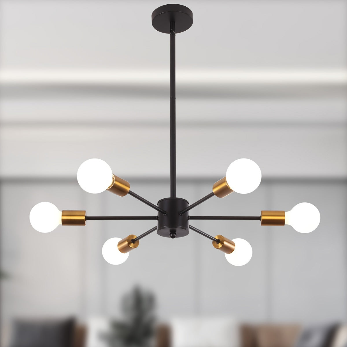 Enncll 10-Light Semi-Flush Mount Ceiling Light, Mid-Century Style, Black Ceiling Light, Modern Pendant Kitchen Light, Ceiling Light & Dining Room Light, Suitable for Bedroom, Entryway, Hallway, Living Room Modern Light