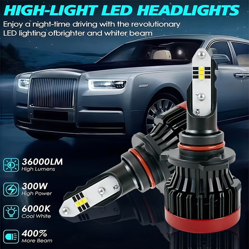 2-Pack Car LED Headlights H1 H3 H4 H7 H11 9005 Auto Light High/Low Beam LED Car Headlights, Plug-and-Play, Integrated High/Low Beam, Brightness Enhanced, CANBUS Compatible, No Battery Included