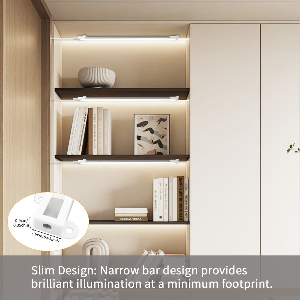 LED cabinet light, dimmable with timer, ultra-bright under-cabinet light, 4 brightness levels, shelf light 5V/2A plug, suitable for desks, bookshelves, studios, garages (adapter not included)