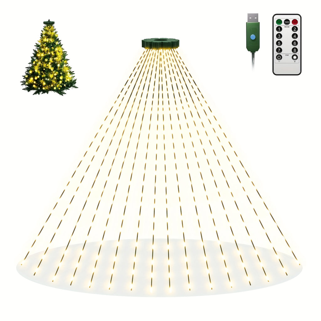 2 米 400LED 圣诞树串灯，USB 供电带遥控器，暖白色。适用于圣诞树、节日装饰、派对，轻松营造节日氛围。