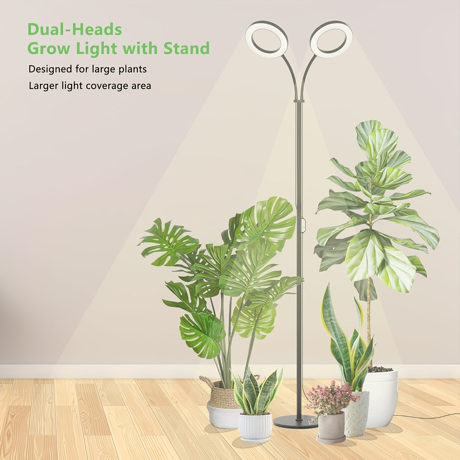 Full Spectrum LED Plant Grow Light Bar with Stand – 3 Lighting Modes, 10 Dimming Levels, 3/9/12 Hours Timing Function; Heavy-Duty Adjustable Floor Grow Lamp, Height Adjustable, Perfect for Indoor Potted Plants, Seedlings