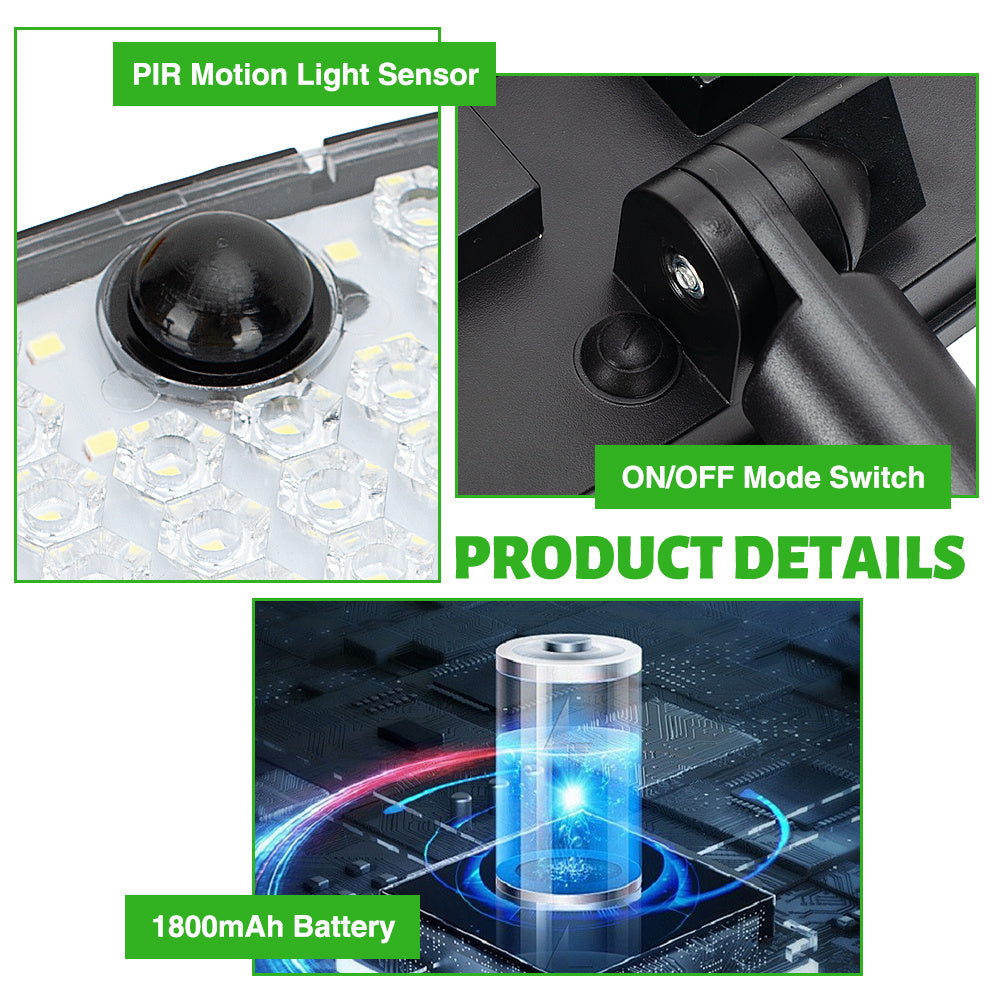 234 LED Solar Wall Light - Motion Sensor Outdoor Security Light with 3 Modes, 3-Head Security Floodlight, IP65 Waterproof, Perfect for Garden and Courtyard, Solar Rechargeable Lithium Battery, Remote Control Not Included