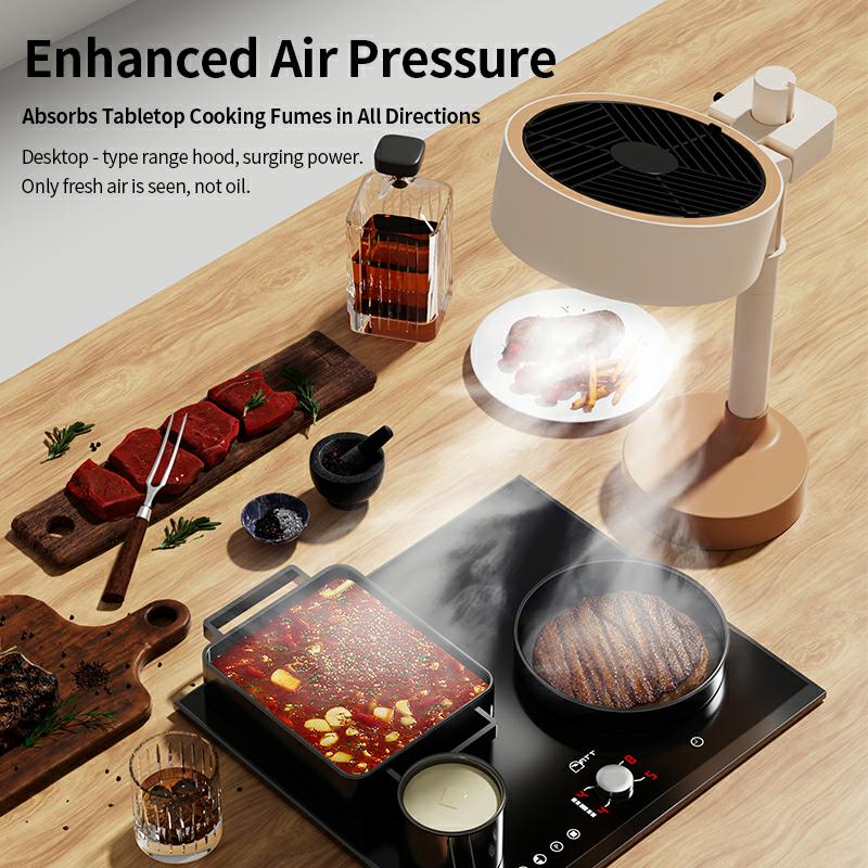 Portable Range Hood – Desktop Range Hood, Mini Portable Kitchen Exhaust Fan with Removable Filter, for BBQ, Hot Pot, Picnic, Low Noise, Suitable for RV, Home, Apartment