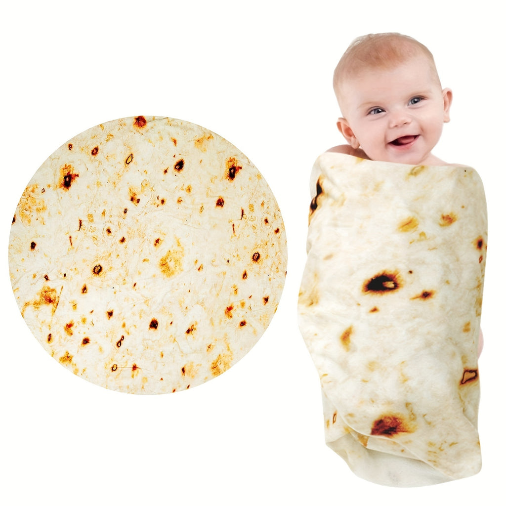 Tortilla 婴儿毛毯，婴儿 Tortilla 襁褓毯，Tortilla 婴儿毛毯 Taco 毯子，适用于新生幼犬猫，285 GSM 柔软法兰绒可穿戴裹毯有趣的迎婴派对礼物...