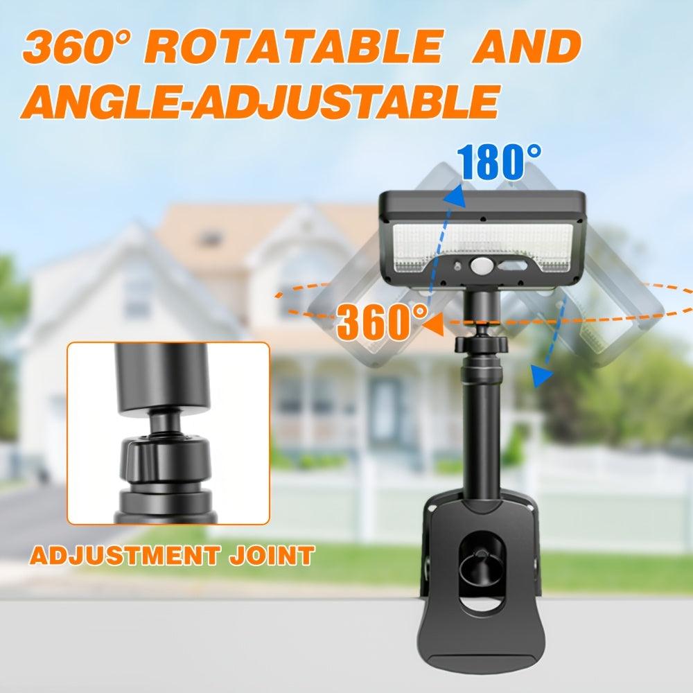 Solar Light Outdoor Courtyard Light Street Light Clip-On Light - Easy Installation - Suitable for Various Shelves, Fences, 360° Rotatable Adjustable, 1500mAh
