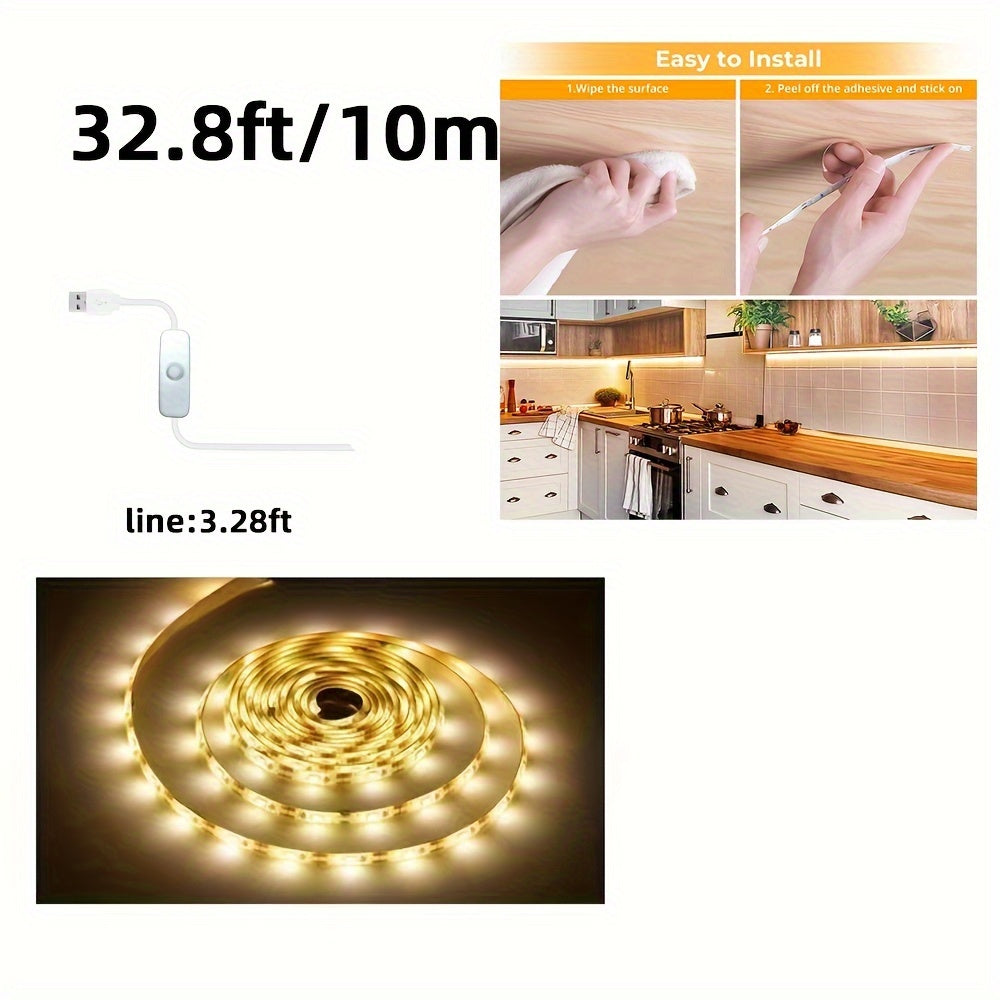 5V USB LED 灯条，暖白 LED 灯条，灵活 USB 灯，适用于电视背光、卧室、橱柜、厨房、DIY 照明音乐