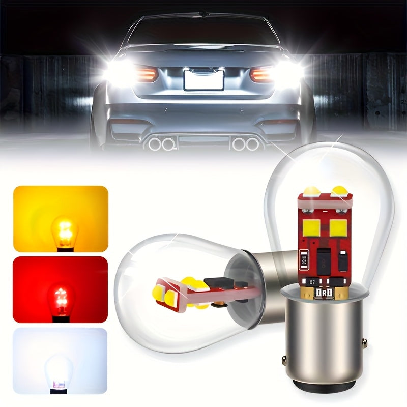 Vehicle LED Headlight Set (2 Pieces), Includes Turn Signal Lights, Brake Lights and Various Bulb Types such as 1156, 1157, BA15S, BAU15S, BA15D and BAY15D. These P21/5W LED High Beams are Compatible with Cars and Trucks