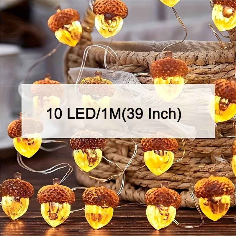 1入 10LED/20LED 可愛堅果造型燈串，迷人童話燈，非常適合居家照明、聖誕樹、萬聖節和感恩節派個裝飾。電池供電（不含電池）