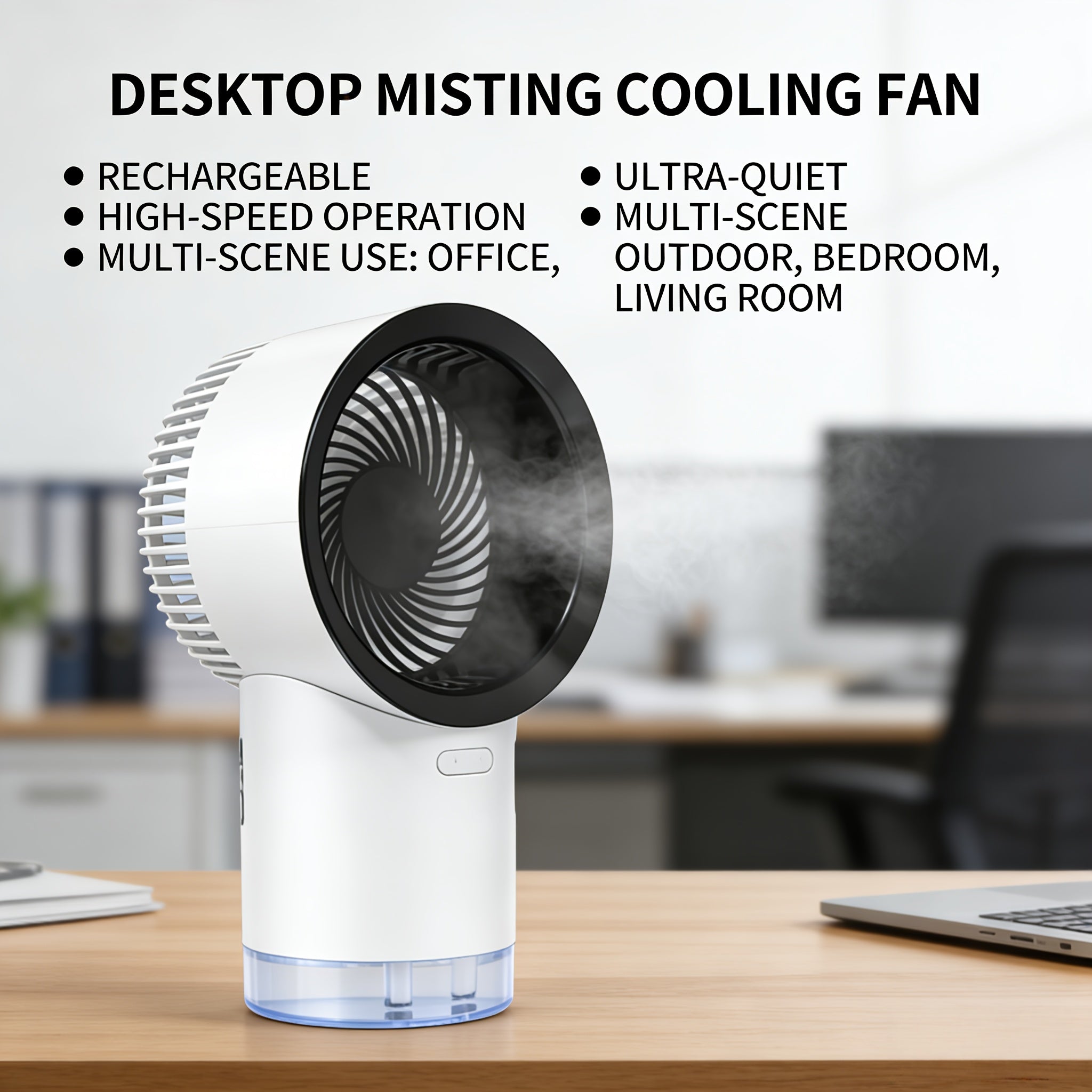Fast Cooling Portable Water-Cooled Air Conditioner, Desktop Atomizing Humidifier & Refrigeration Fan, Rechargeable High-Speed Quiet Operation, 3-Speed Adjustable Wind, Perfect for Office Dorm Bedroom Outdoor Travel