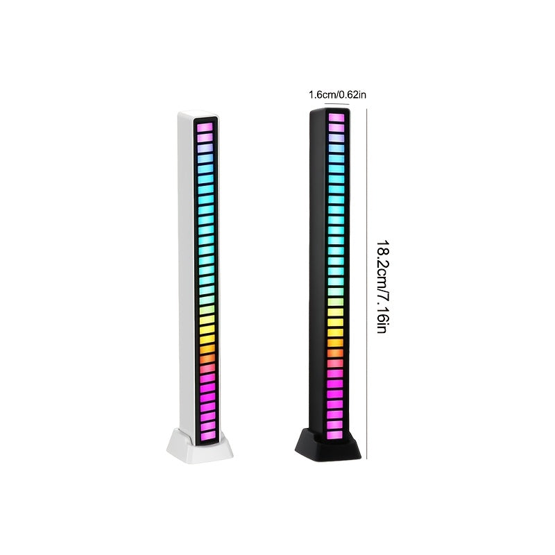 1或2个声控LED灯条 车载环境灯 节奏灯 声感应灯 USB供电 无需电池 RGB灯光效果 适用于电脑桌面 家庭音响系统 室内派对