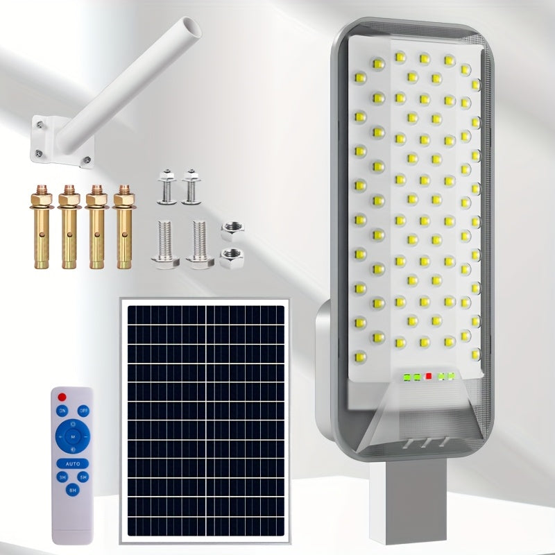 New Super Bright Solar Street Light, 240° Wide Angle Illumination, with Remote Control, 6000mAh, IP65 Outdoor Waterproof Exterior Wall Light, Semi-Flush Wall Light, Perfect for Courtyard, Pathway, Garage, Garden, Porch, Patio, Road
