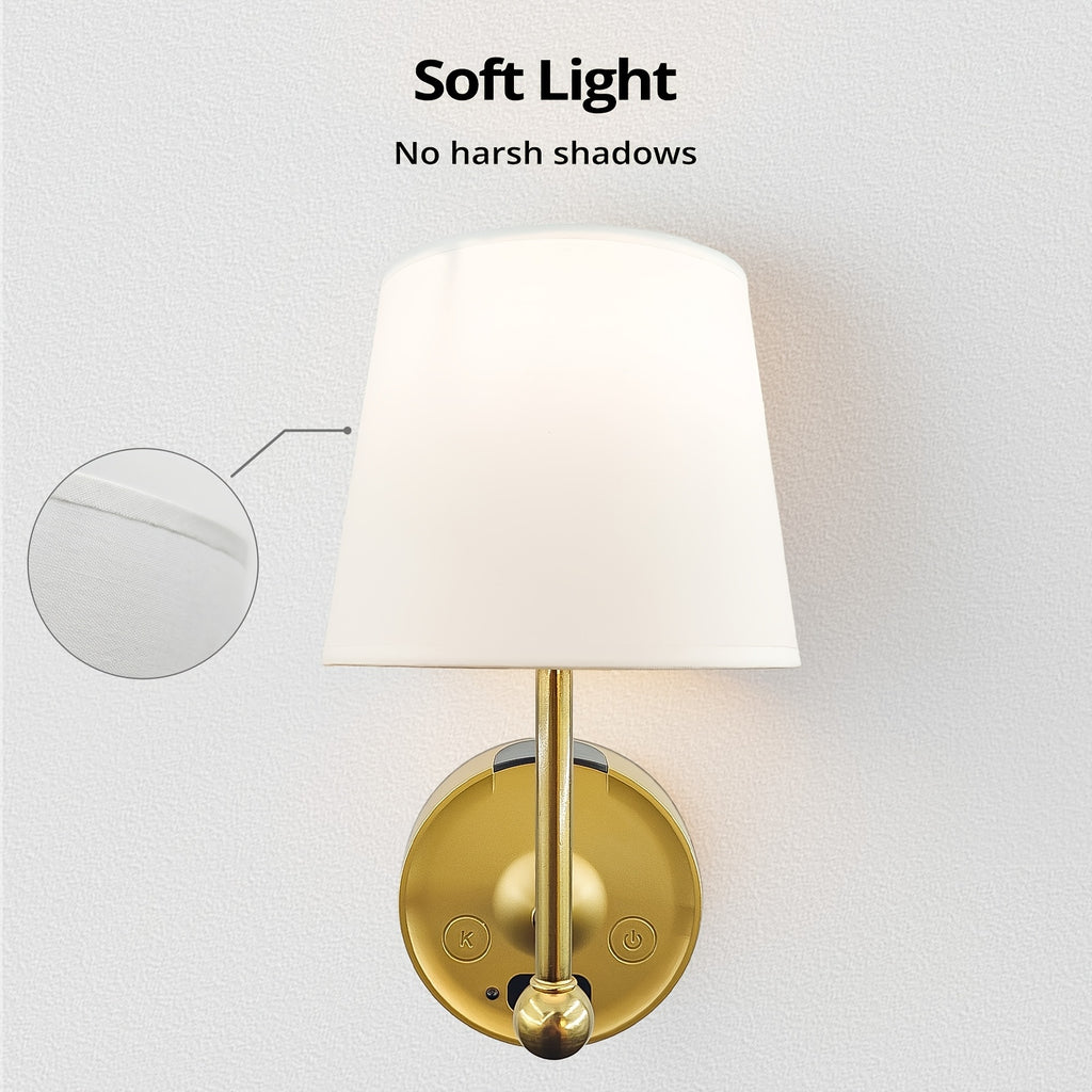 1-Pack Wireless Wall Light (Bulb Included), 3 Color Temperatures Adjustable, with LED Display and Remote Control, Rechargeable Battery 2000mAh (Removable Battery Compartment for Easy Replacement and Charging)