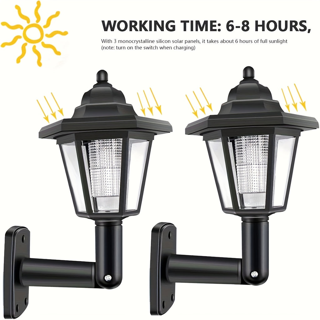 1/2 Pack Solar Outdoor Small Hexagon Palace Light, Outdoor Landscape Garden Decorative Light, Solar Light Outdoor LED Solar Wall Light, Vintage Light, Waterproof Outdoor Solar Street Light, Eco-Friendly Energy Saving, Perfect for Lawn