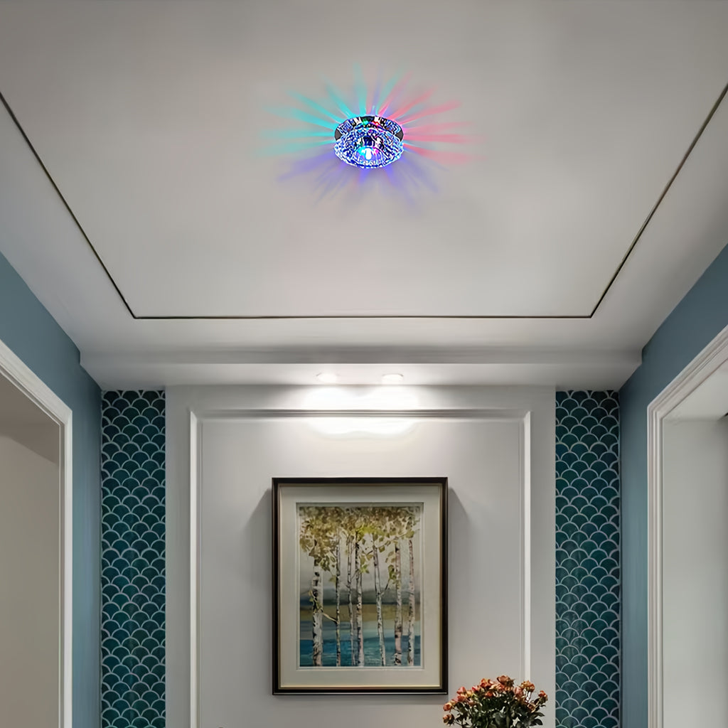 1-Piece Modern Crystal LED Ceiling Light Fixture - Semi-Flush Mount, Easy Installation, Metal Material, 85V-265V Working Voltage, Suitable for Hallway, Stairs, Kitchen, Café - Ideal Choice for Restaurants, Hotels, Malls, and Cafés