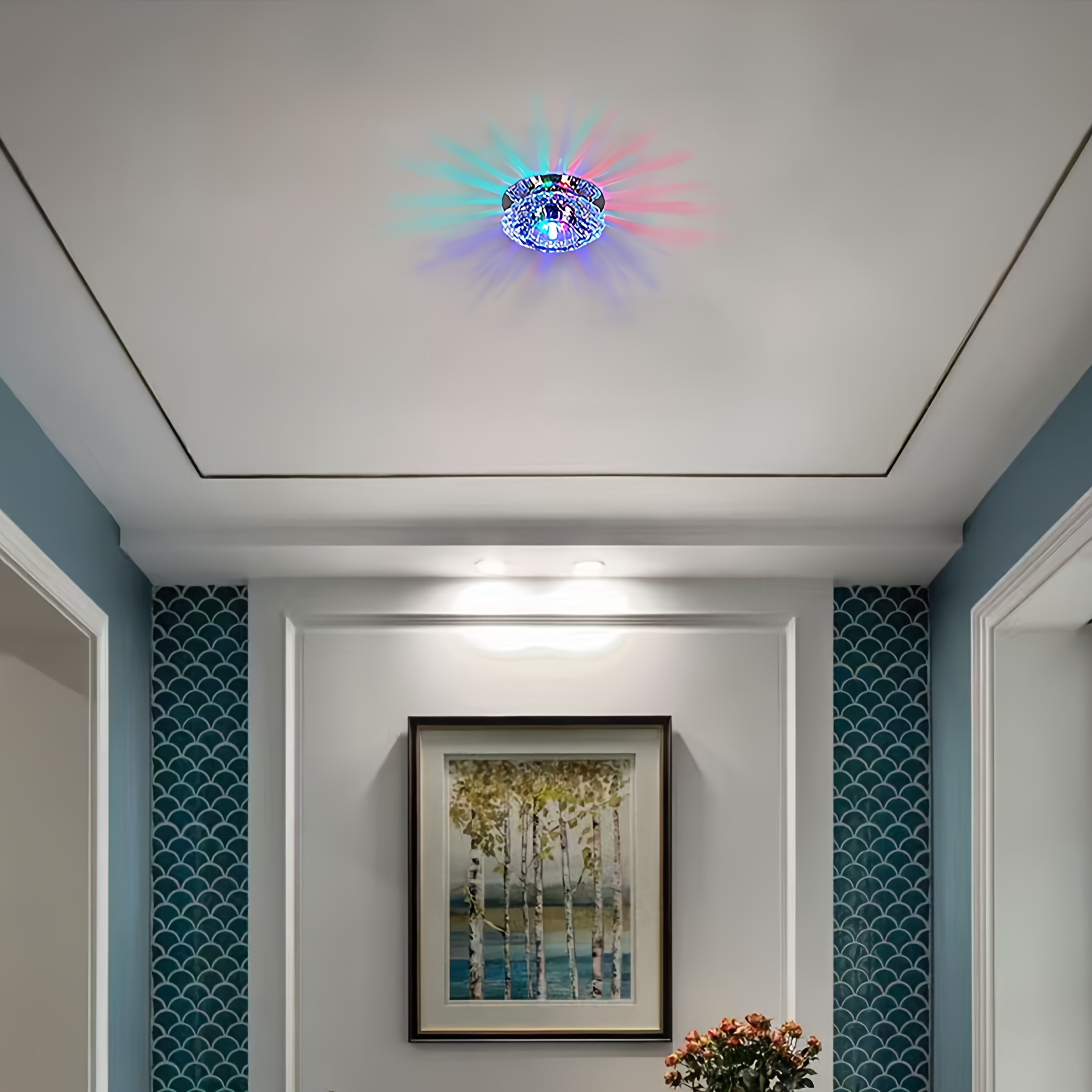 1-Piece Modern Crystal LED Ceiling Light Fixture - Semi-Flush Mount, Easy Installation, Metal Material, 85V-265V Working Voltage, Suitable for Hallway, Stairs, Kitchen, Café - Ideal Choice for Restaurants, Hotels, Malls, and Cafés
