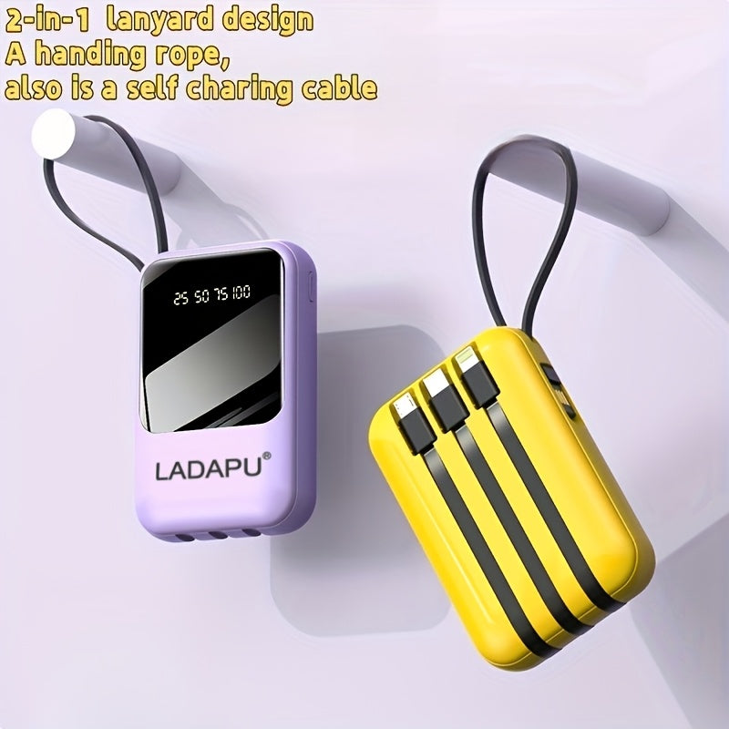 10000mAh Mini Cute 5W/15W/22.5W Super Fast Charging Multifunctional Power Bank, Large Capacity Rechargeable Portable Mobile Phone Charger, Built-in 4 Cables, Ultra-bright LED Lights, Outdoor Travel Battery Packs, Smart Digital Display, Micro & Type-C