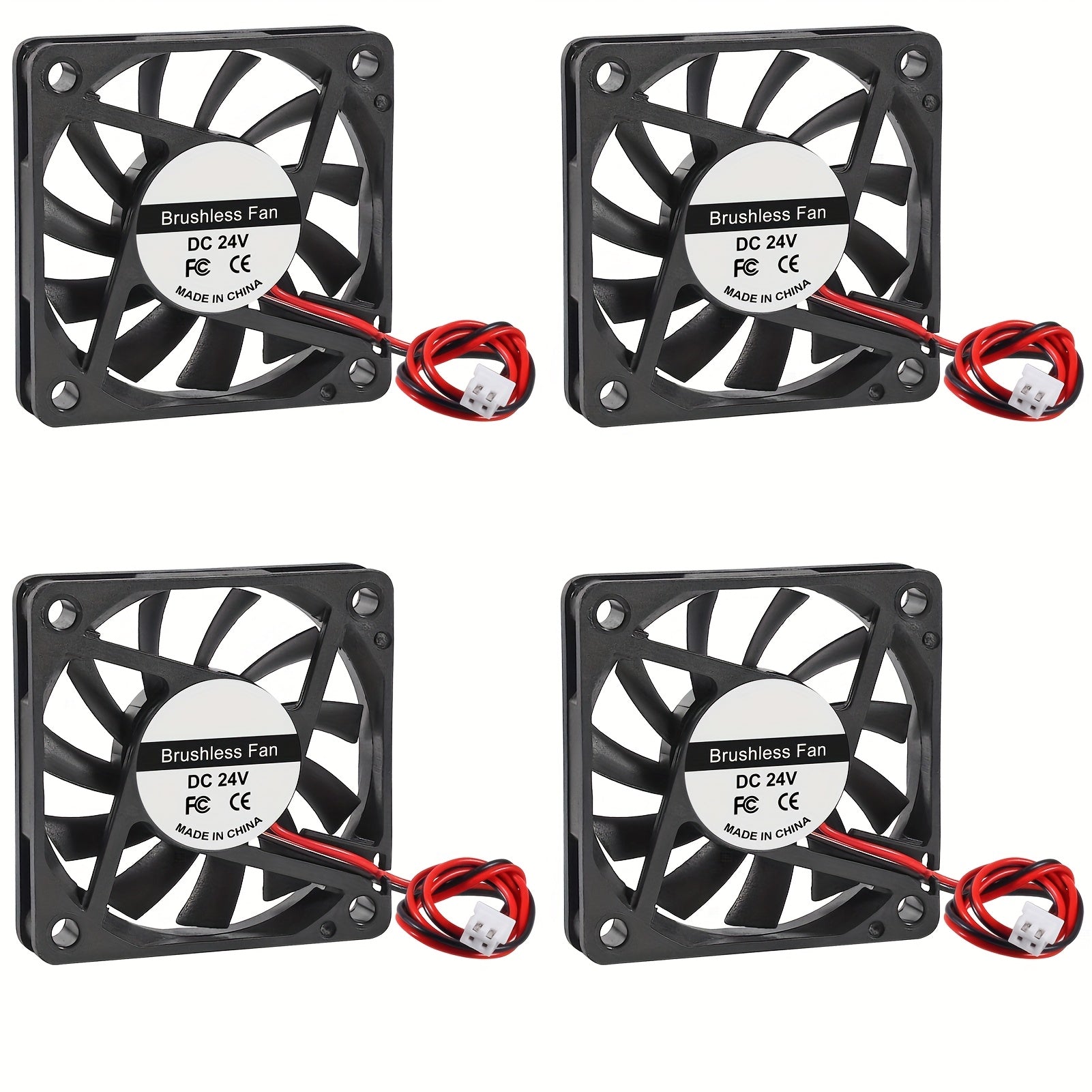 En: 4 Pack AOKIN 6010 60mm DC Cooling Fan, 12V/24V Dual Voltage, 60x60x10mm 2-Pin Hardwired, for 3D Printer, Electronics, PC CPU Cooler