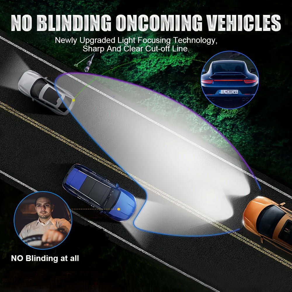 2PCS LED Car Headlights - H4/9003/HB2 - 55000LM, 300W High/Low Beam, 6500K Cool White Light, Equipped with 12000 RPM Turbo Cooling Fan and 360° Wide Beam, No Battery Needed