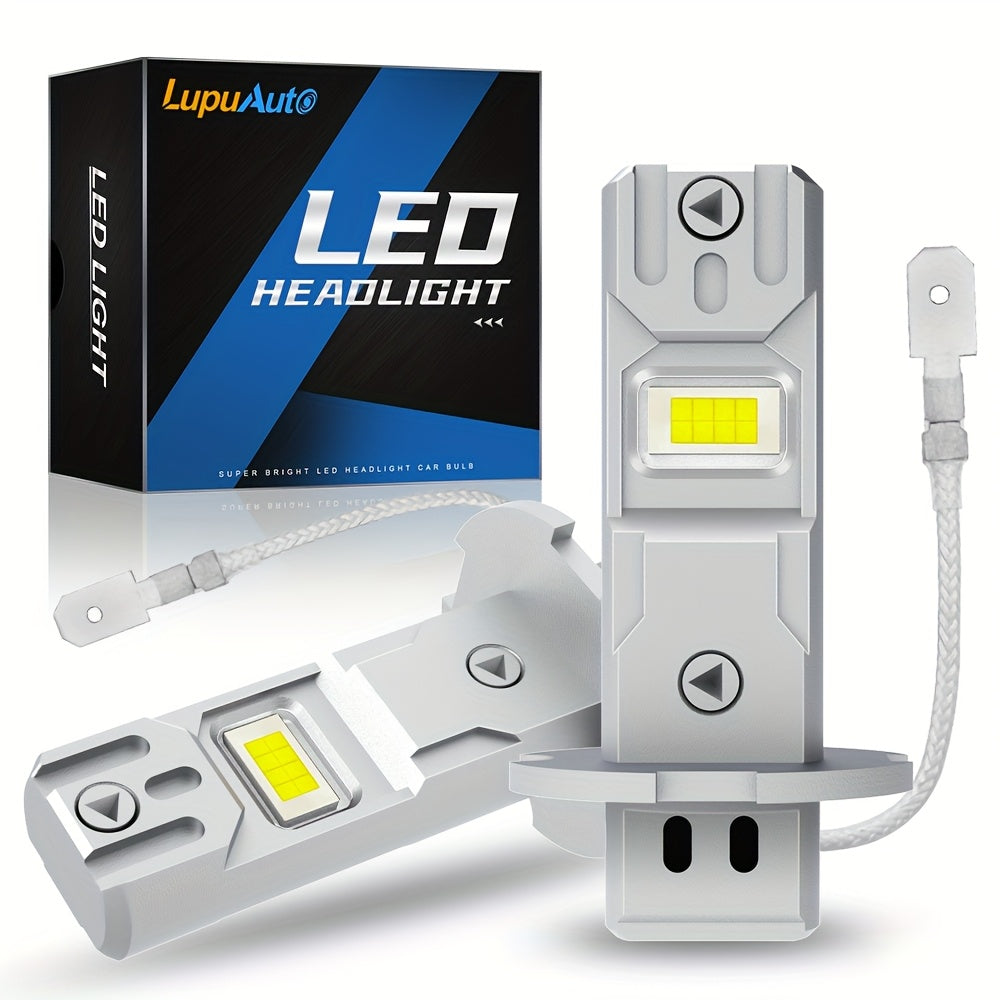 2025 Newest Ultra H3 LED Bulbs, Super Bright H3 1:1 Mini Size, Ultra-Stable Power 18000LM 6500K Fanless H3 LED Bulbs, Plug-and-Play, No Adapter Needed, Non-Polarity, 2-Pack