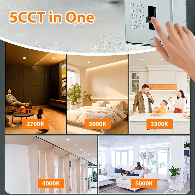 CyvSun 2/6/8-pack recessed downlight LED 4-inch ultra-thin downlight with night light, dimmable & 5 color temperatures selectable Lumiere ceiling light panel light 9 watt 750 lumens ETL certified suitable for living room, kitchen, hallway and bedroom