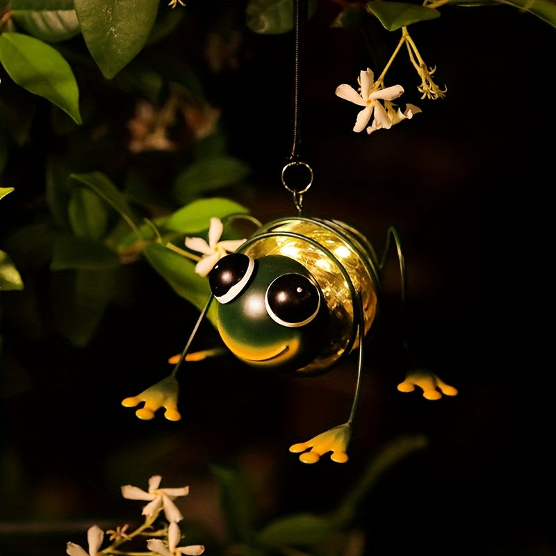 Cute Solar Frog Hanging Light | Garden Decorative Pendant Lamp | Outdoor Courtyard Night Glow Lighting | Ideal Gift for Children's Holidays
