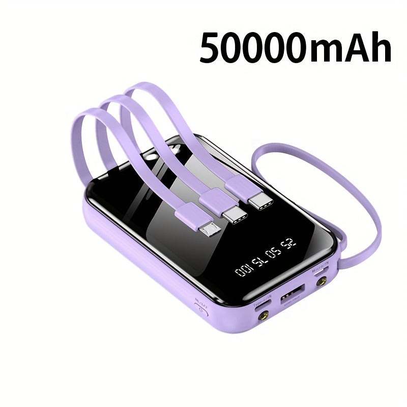 50,000mAh 大容量行動電源，小巧易攜帶，支援 PD20W 快速充電，內含各式數據線、手電筒、LED 燈和掛繩，非常適合戶外緊急電源、備用電池組