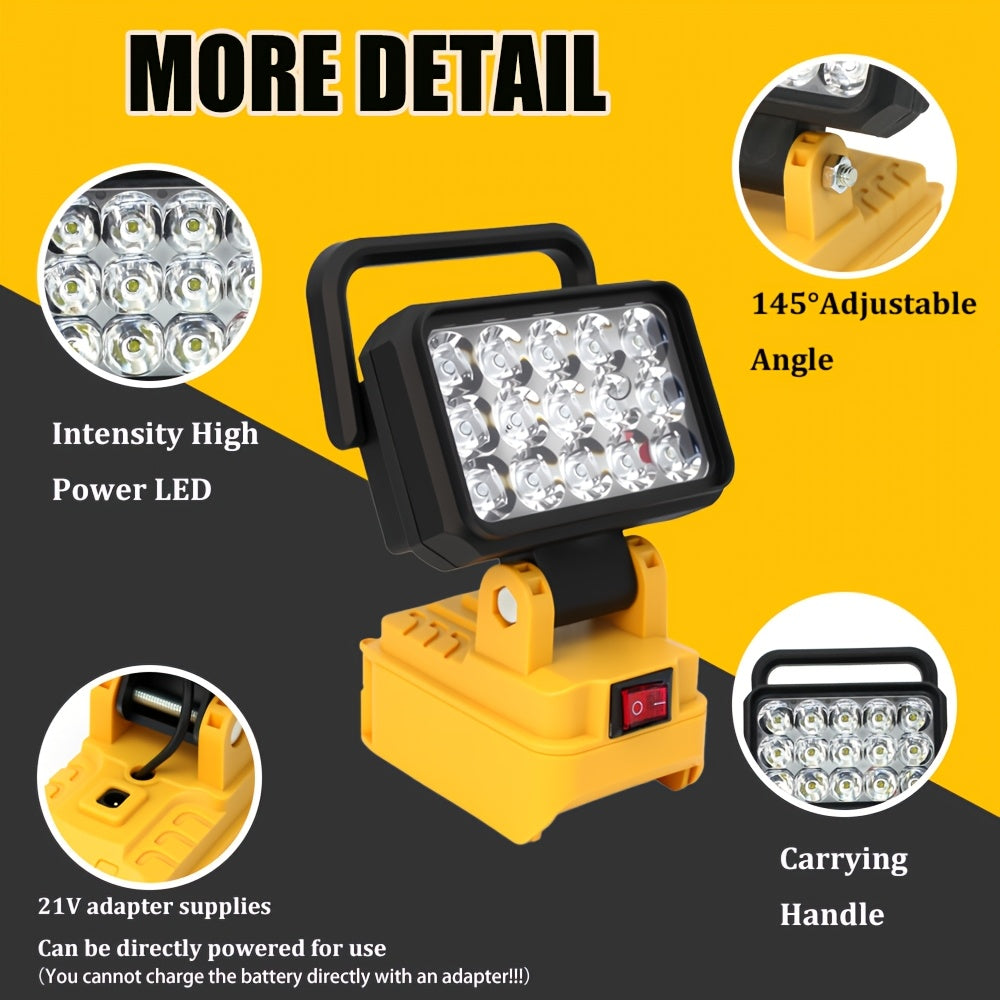 LED work light for Dewalt 18V lithium battery, 4-inch flashlight, portable emergency floodlight, camping lantern