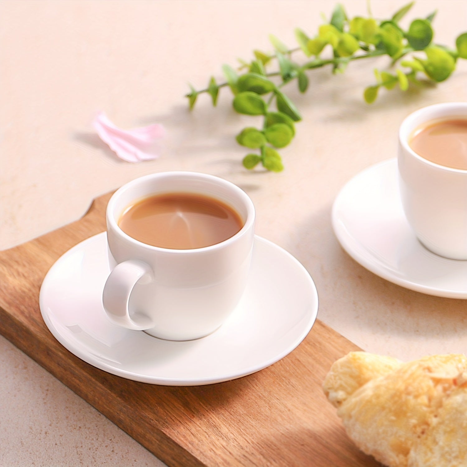 6-Piece Ceramic Espresso Cup Set with Saucers, 3oz White Simple Style Coffee Cups – Espresso Cups, Tea Cups, Latte Cups