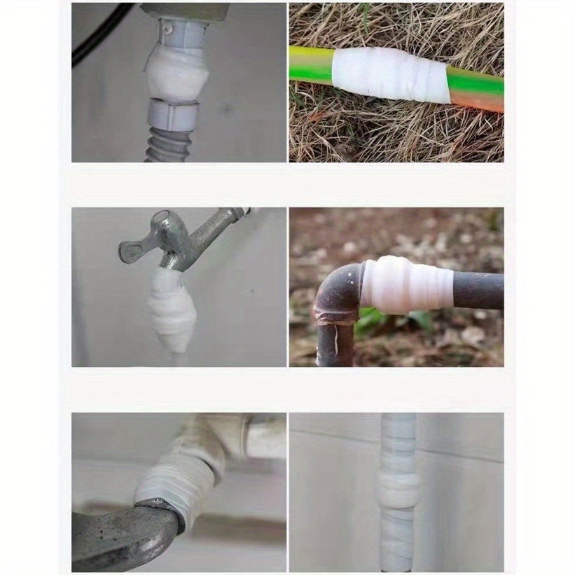 1卷自粘防水硅胶带 - 重型漏水修复与堵塞透明柔性不粘管道密封，适用于PVC/CPVC/PVC-U/PVC-M/玻璃/纤维管道，室内外管道、下水道、天线、电气 - 水激活粘合剂，易于应用，持久修复，耐用且柔韧，实现防漏效果，适合DIY使用