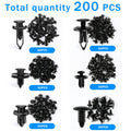 200-Piece Multi-Purpose Universal Car Retainer Clips, Assorted Sizes 6mm-10mm, Sturdy & Durable, Portable & Practical, Multi-Use Auto Fasteners for Car Bumper, Fender & Trim Repair
