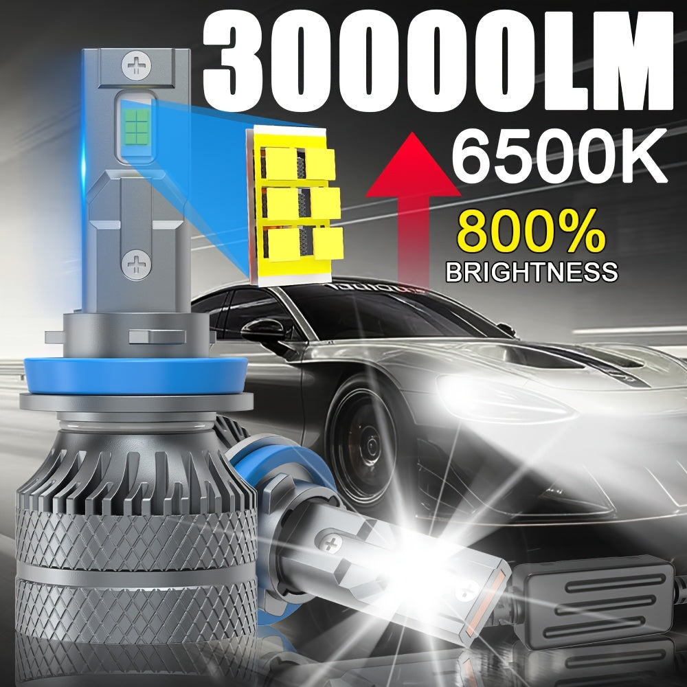 2-Pack Car LED Headlight Bulbs H8/H9/H11/H16-C015 H4/9005/H1/H4/9003/HB2/9012/9006/H1, 6500K 30000 Lumens 3570 CSP Chip 800% Brightness Easy Installation Super Bright CSP Chip High