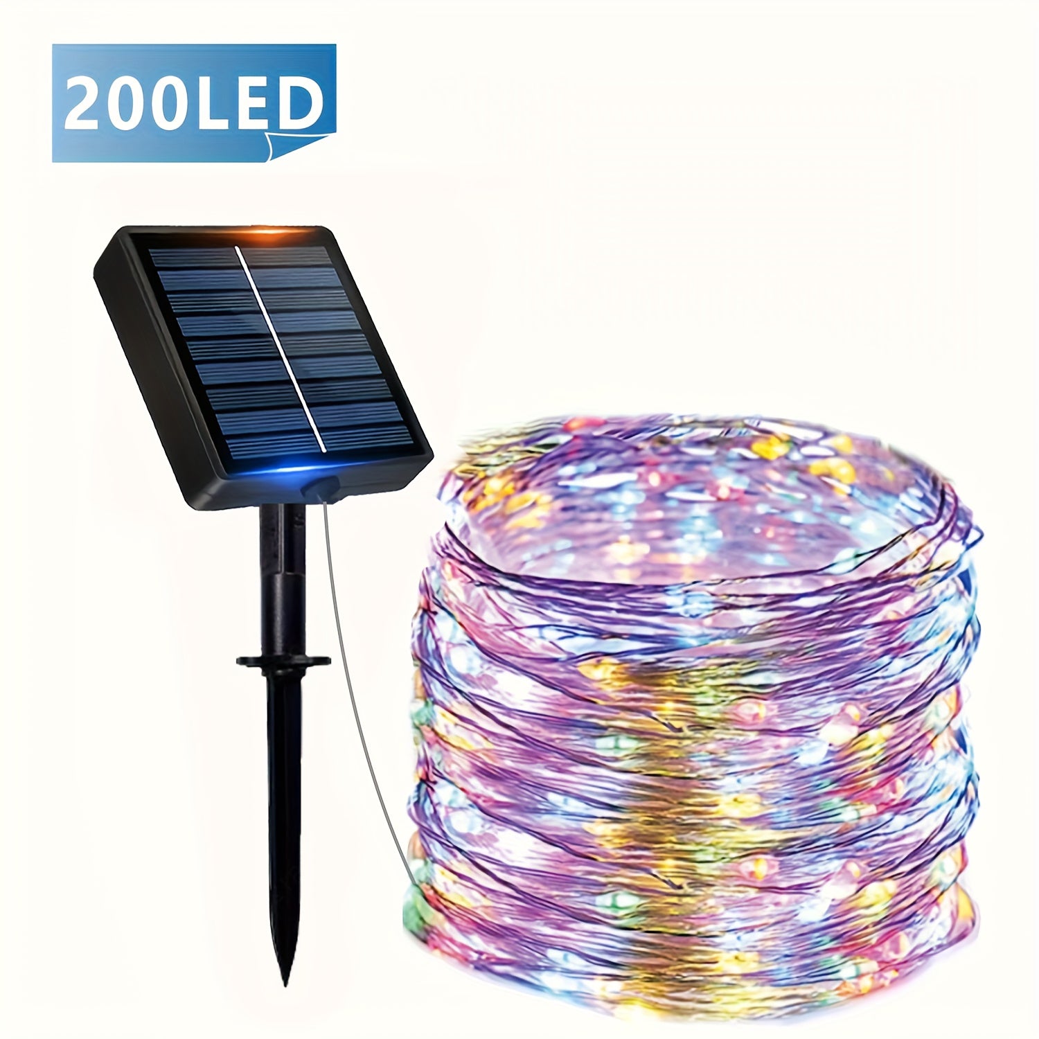 1包 23/39/72/104英尺 50/100/200/300LED 太阳能灯串 户外灯，IPX4 铜线 8种模式 太阳能灯串 花园 庭院 树木 圣诞派对 婚礼 (暖白) (彩色) (白色) 带塑料纸板 纯铜线