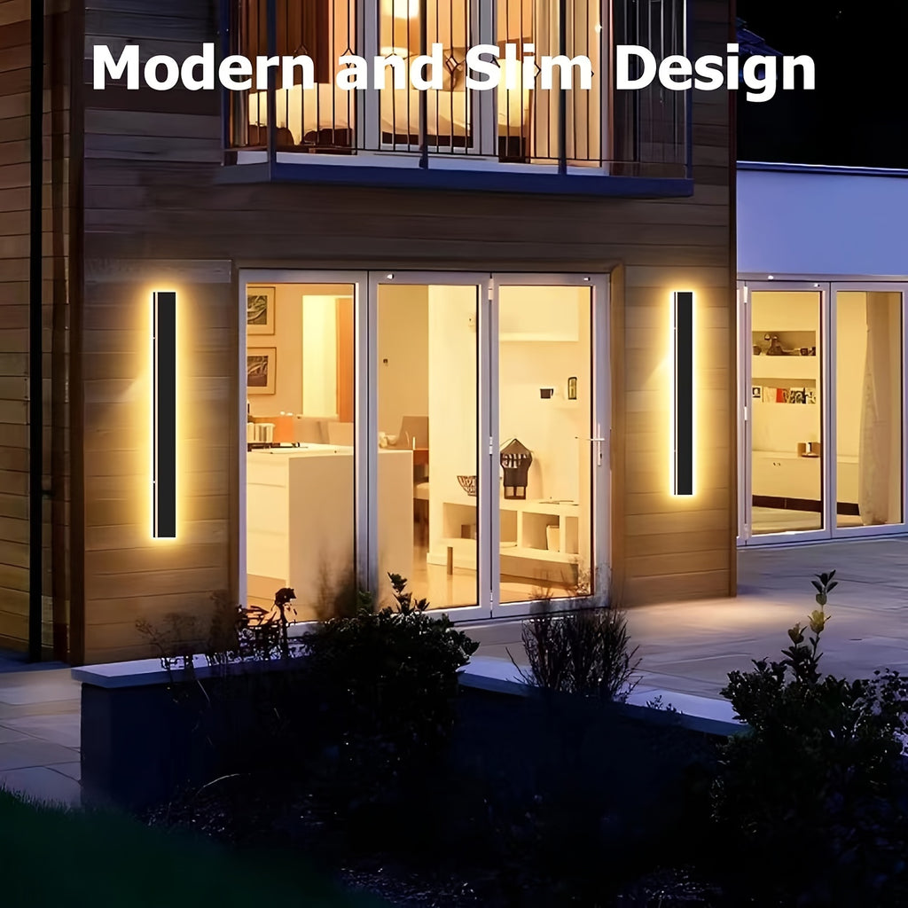 1-Piece 15.75/23.62/39.37 Inch Warm White Outdoor Long Wall Light, Modern Black LED Wall Light, Indoor Bar Wall Light, 8/12/20W Modern Outdoor Wall Light Fixture, Suitable for Living Room, Porch, Garage Door, Courtyard