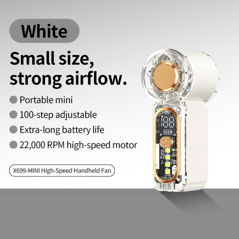 High Speed Handheld Fan | 0-100 Speed Adjustable, Ultra Long Battery Life, Lightweight Portable, Low Noise, Wearable Design, Ideal for Outdoor Camping and Travel