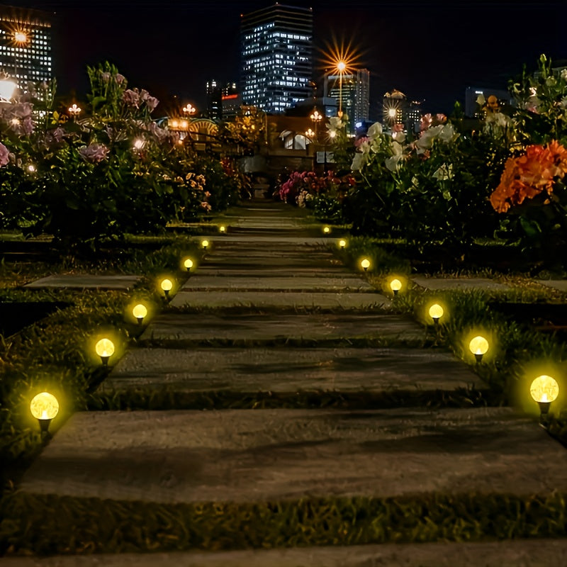 LED太阳能路径灯，10/20/40颗LED，适用于户外花园和露营，一键开关带8种模式，可选择暖白光营造温馨氛围或彩色光营造浪漫情调，适合商业街道和花坛装饰