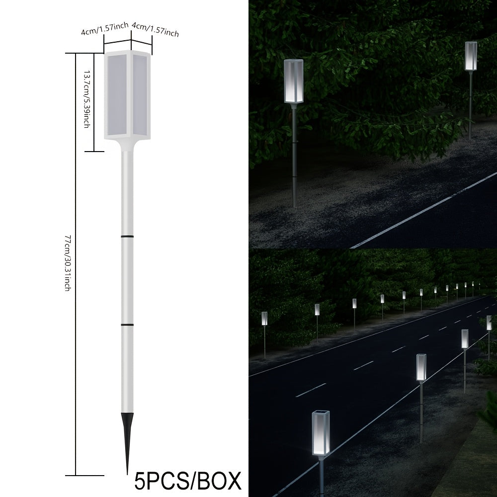 5pcs/Box IP44 Outdoor Solar Lawn Light, Roadblock LED Strobe Signal Ground Plug Lamp
