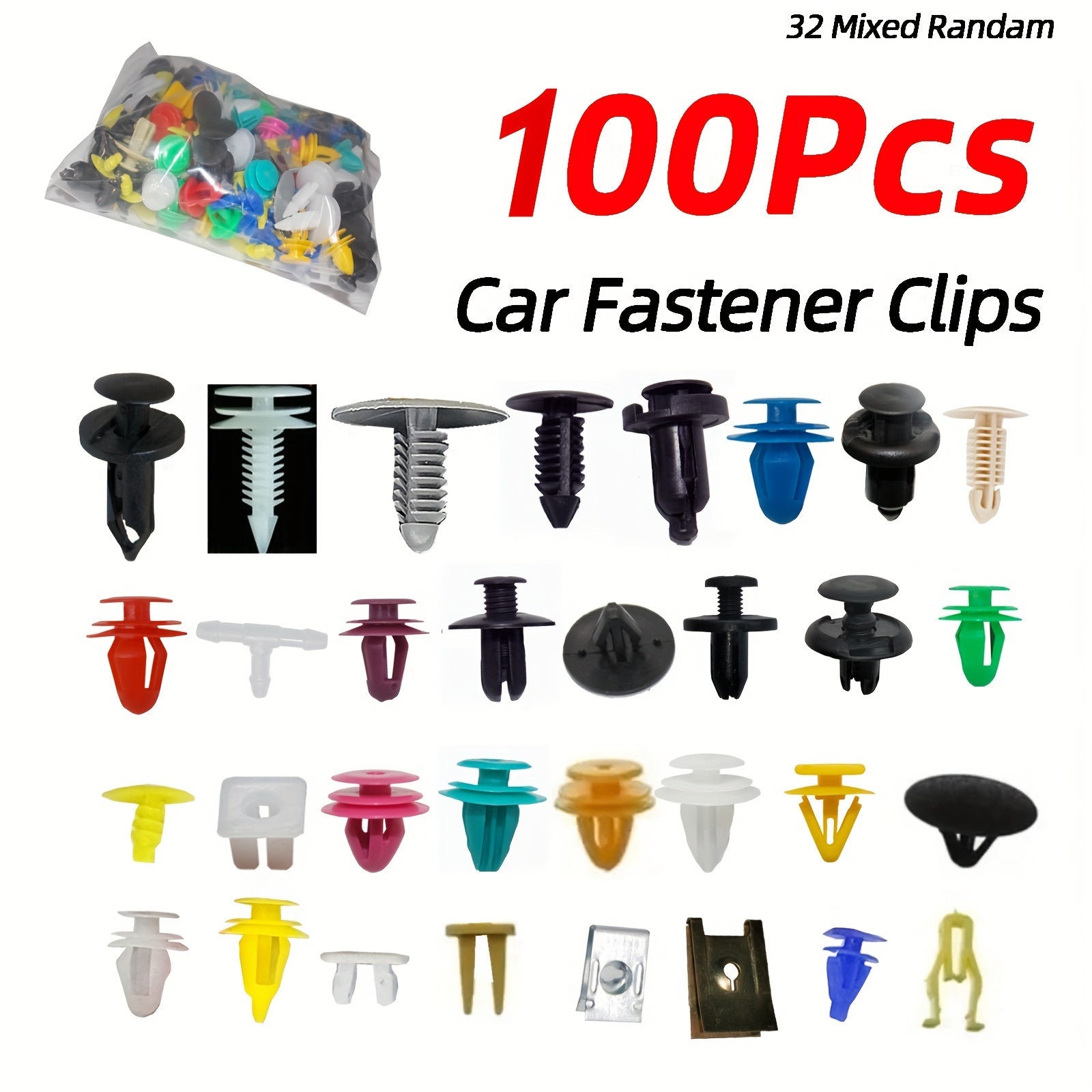50/100/200-Piece/Set Durable Plastic Retainer Clips – For Car Fenders, Bumpers, Doors & Interiors – Push-Type Fasteners for Securely Fixing Panels and Liners
