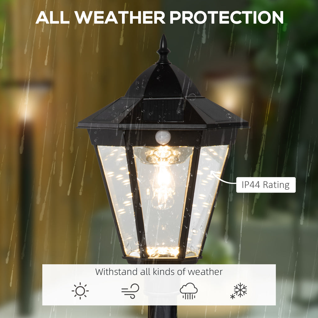 77-Inch Solar Lamp Post Light, Aluminum Outdoor Street Light Garden Light, PIR Motion Activated Sensor, Adjustable Brightness, Perfect for Lawn, Walkway, Driveway, Black