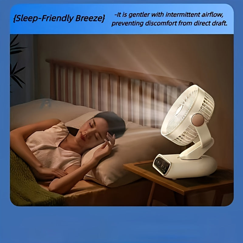Smart Desktop Circulating Fan, 4 Modes & 100-Speed Stepless Adjustable Wind, Timing Function Long Battery Life, Suitable for Bedroom Office Living Room Outdoor Use